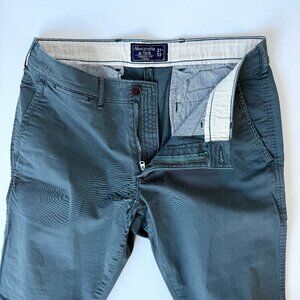 Abercrombie & Fitch Langdon Slim Stretch Chinos Blue Grey Pants 31x32